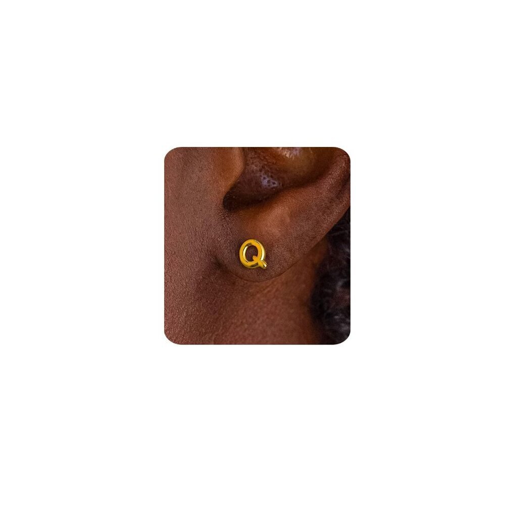 14K Gold Initial Stud Earrings Dainty Minimalist Hypoallergenic Jewelry Gifts